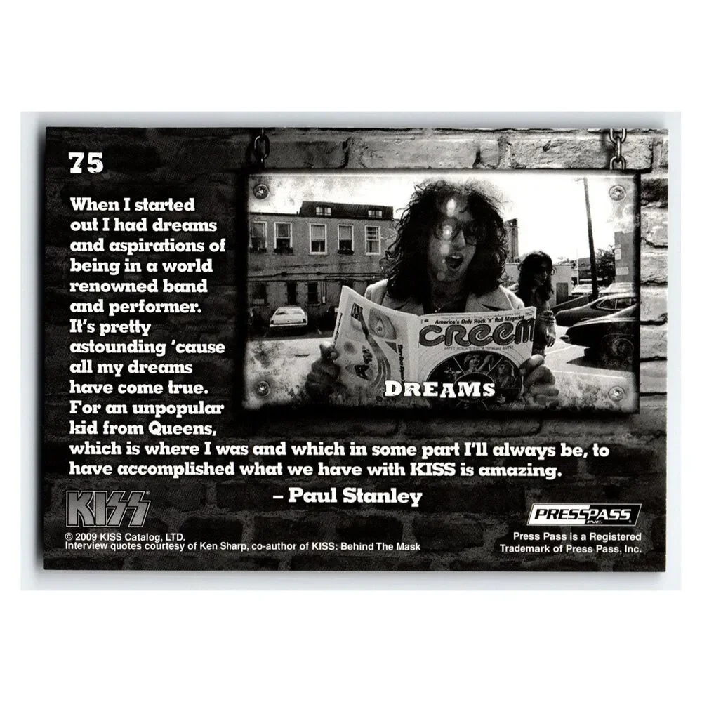 KISS Paul Stanley 2009 Doctrine Press Pass 75 Dreams
